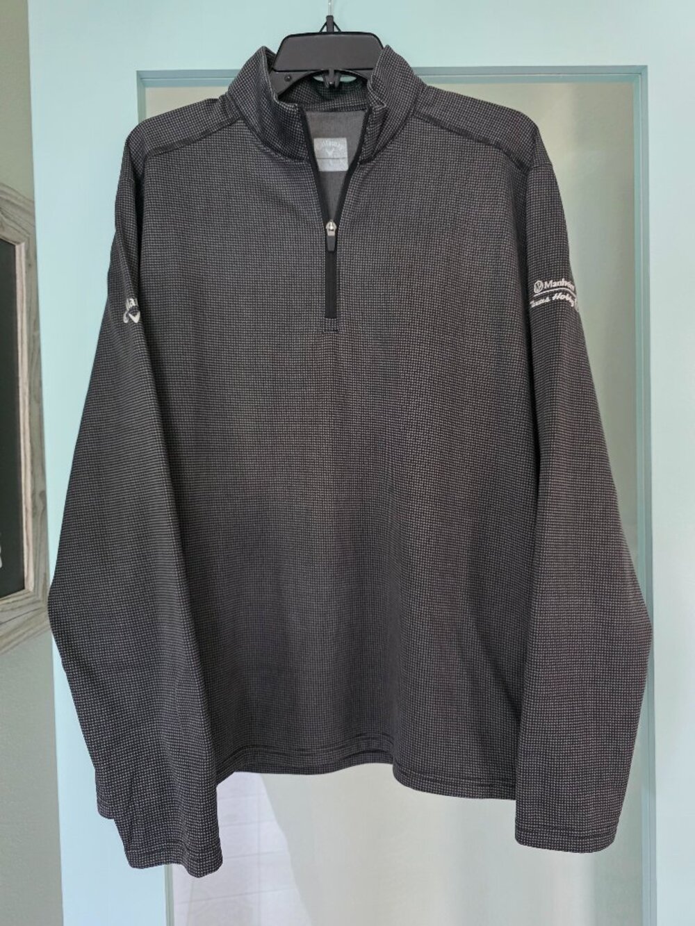 Callaway Golf Men's Quarter-Zip Textured Grid Performance Pullover Fleece Jacket